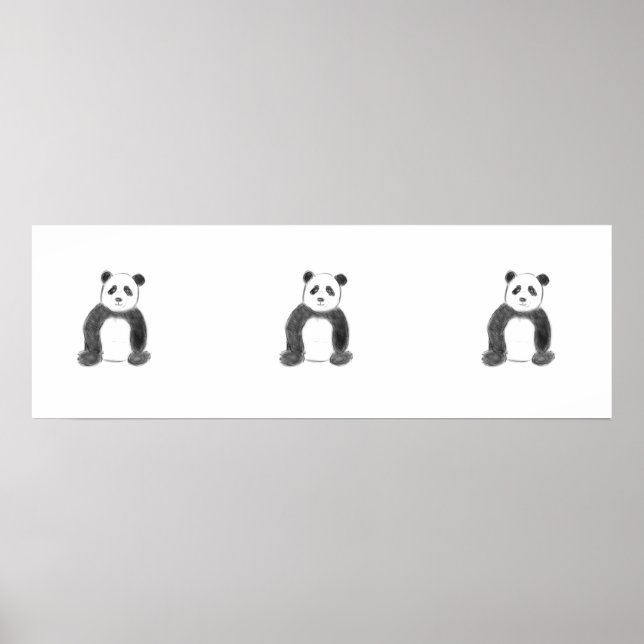 Poster Esboço preto e branco do panda (Frente)