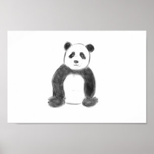 Poster Esboço preto e branco do panda