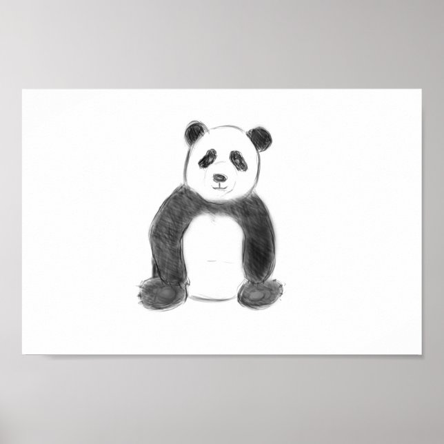 Poster Esboço preto e branco do panda (Frente)