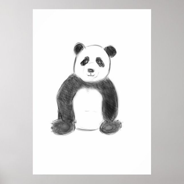 Poster Esboço preto e branco do panda (Frente)