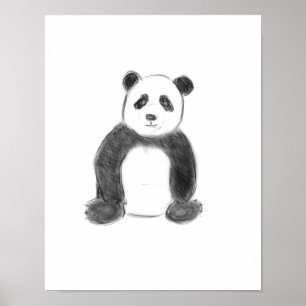 Poster Esboço preto e branco do panda