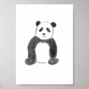 Poster Esboço preto e branco do panda