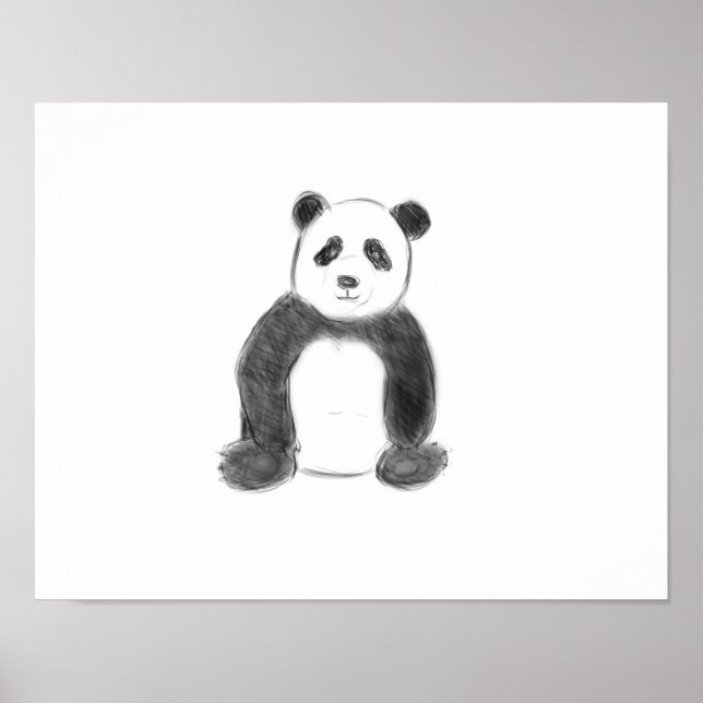 Poster Esboço preto e branco do panda (Frente)