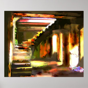 Póster Escada para um porão vazio