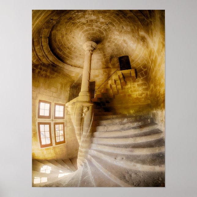 Póster Escadaria em Espiral do Castelo, França (Frente)