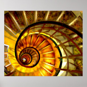 Poster Escadaria espiral do nautilus abstrato
