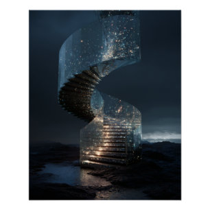 Póster Escadaria Espiral Luminosa Rumo às Estrelas