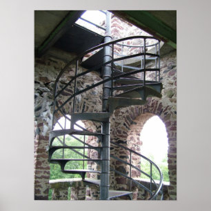 Poster Escadaria espiral na torre de Seat do poeta no