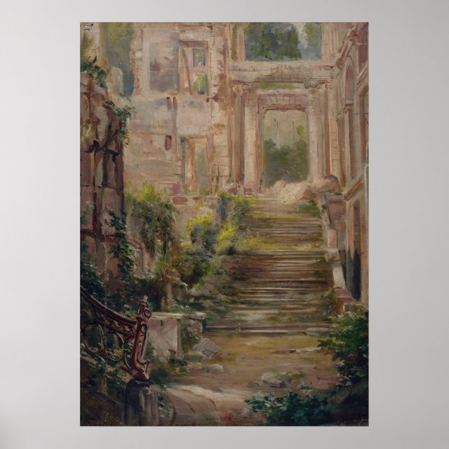 Poster Escadas de Ruínas do Castelo de santo-Nuvem (Frente)