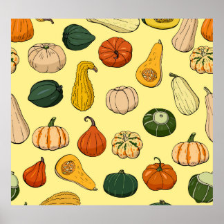 Poster Escadas desenhadas à mão, padrão vegetal sem costu