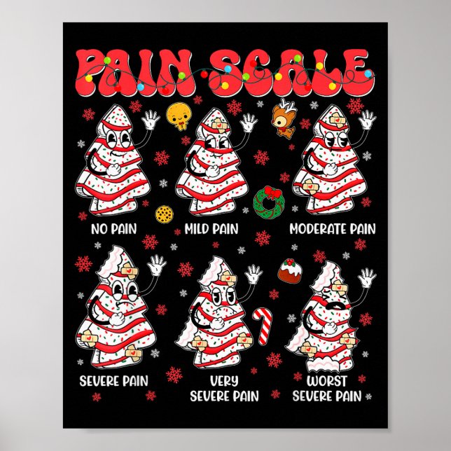 Poster Escala de Dor Árvore de Natal Engraçada Bolo Pjs P (Frente)