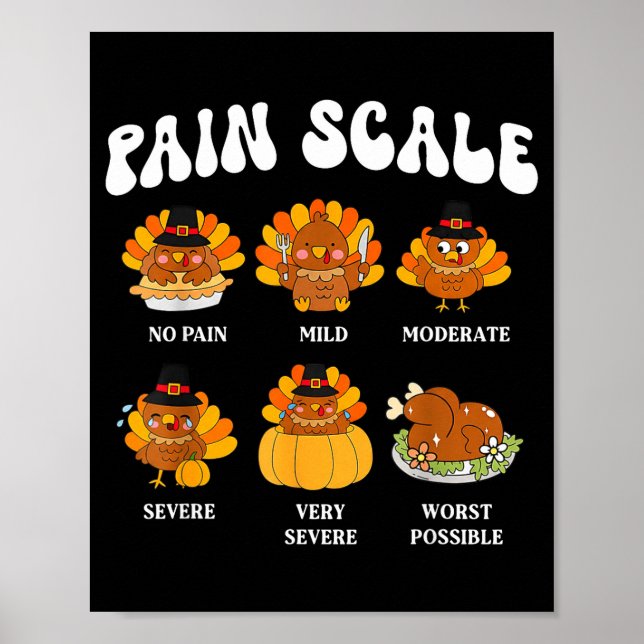 Poster Escala de Dor de Peru Funny Dia de Ação de Graças  (Frente)