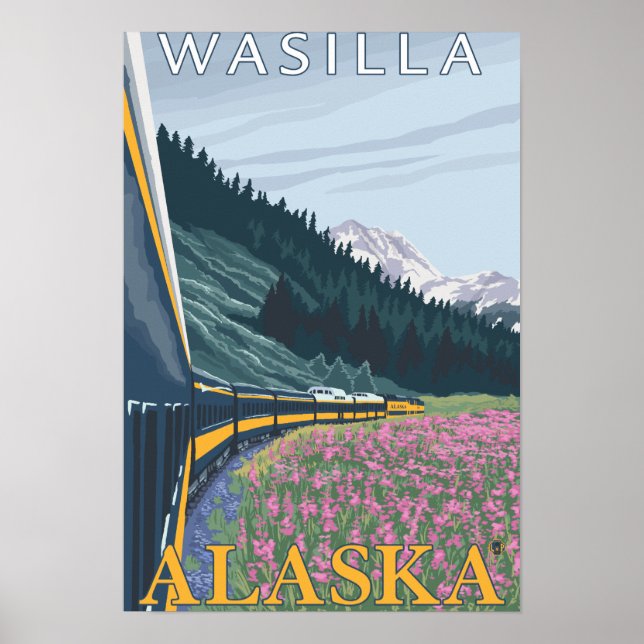 Póster Escala de Ferrovia do Alasca - Wasilla, Alaska (Frente)