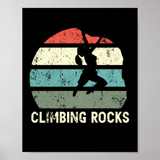 Poster Escalada de Rochas Retro-Rock Subindo Vintage (Frente)