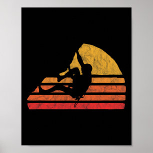 Poster Escalada em Blocos Distressed Retro Rock 80's Sol