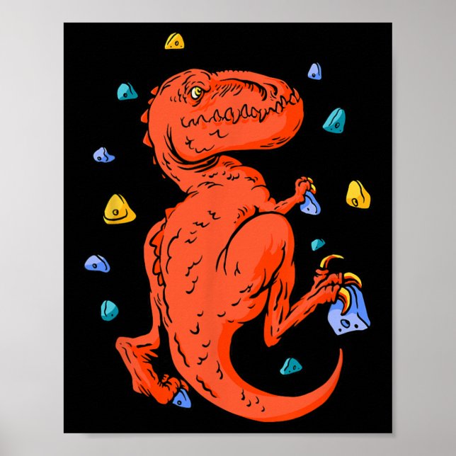 Poster Escalada em Rocha T-rex Dino Bouldering (Frente)