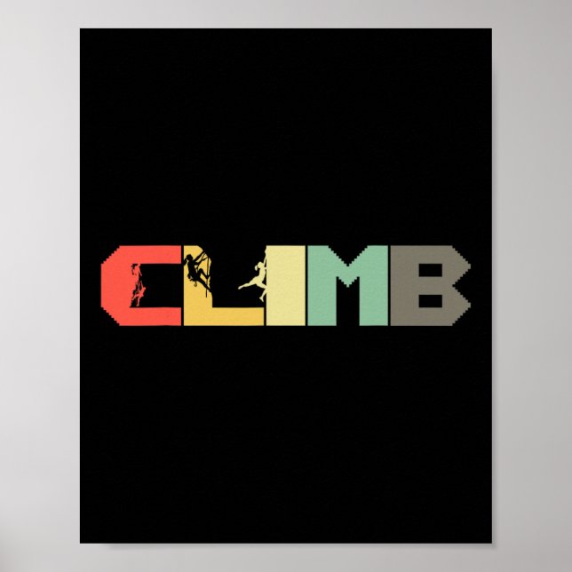 Poster Escalada Retrô em Rocha - Escalar Montanhista Vint (Frente)