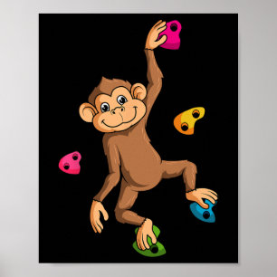 Poster Escalador de Bouldering Escalada Livre Macaco Pequ