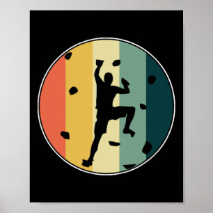 Poster Escalador de Parede Retro Rocha Montanha Escalada 