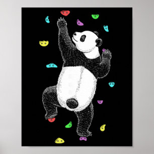 Poster Escalador Parede Interior Climber Panda Urso Engra