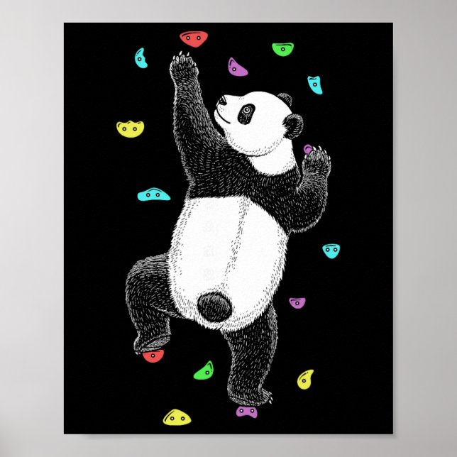 Poster Escalador Parede Interior Climber Panda Urso Engra (Frente)