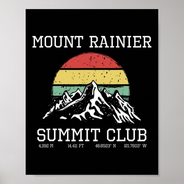 Poster Escalou o Clube de Hike do Cume do Monte Rainier W (Frente)