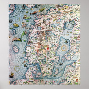 Póster Escandinávia, detalhe do porto de Carta