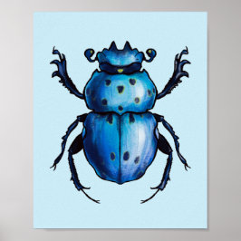 Poster Escaravelho Escarlate Art Blue Entomology Insetect