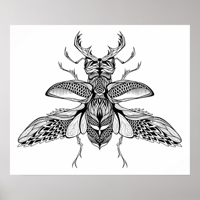 Póster Escaravelho Psicodélico Inspirado 2 (Frente)