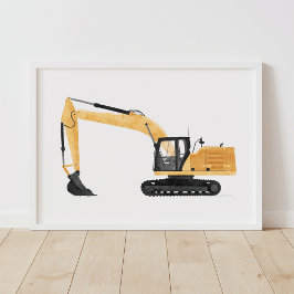 Poster Escavadeira Amarela Decoração Quarto Infantil Cons