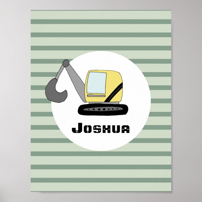 Poster Escavadeira de Construção para Meninos e Nome das  (Frente)