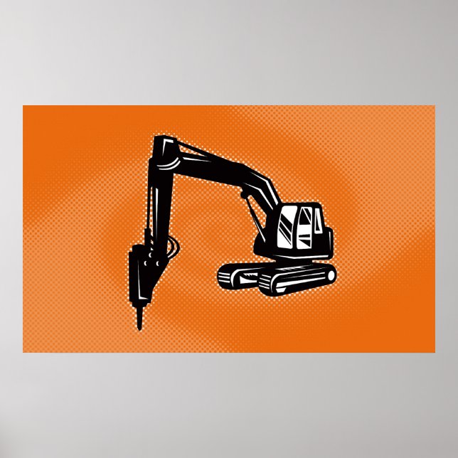 Poster escavador mecânico de escavação de construção post (Frente)