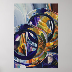 Poster "Escocês aguarela do vidro da arte nas rochas"