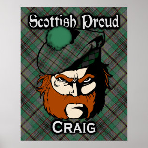 Poster escocês do Tartan de Craig do clã