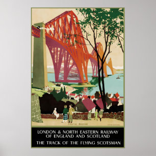 Poster Escócia Antiga Ponte Forth Viagem de Trem