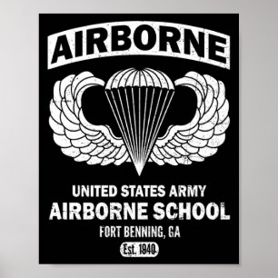 Poster Escola Aerotransportada Fort Benning Est 1940 Para