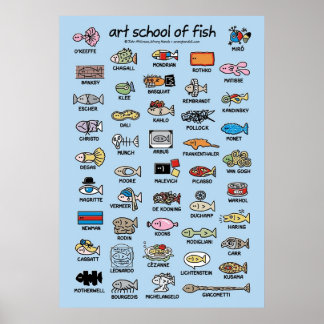 Poster escola artística de compósito de peixes