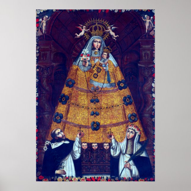 Poster Escola Cusco Nossa Senhora da Rosária com Santo (Frente)
