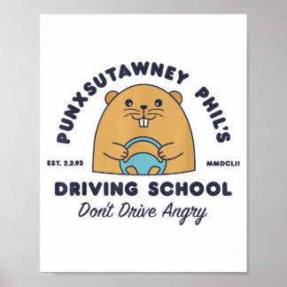Poster Escola de Condução de Marmota Homens Mulheres Retr