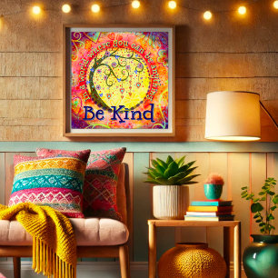 Poster Escola de gentileza Inspiradora Whimical "Be Kind"