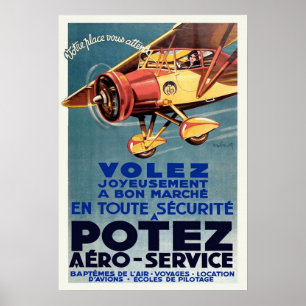 Poster Escola de vôo francesa da aviação do art deco d