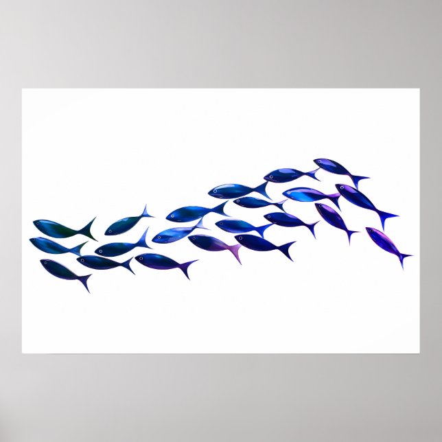 Poster Escola Verde de Peixes Aquarela (Frente)