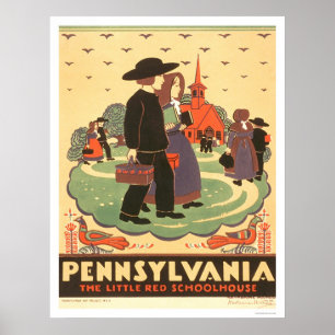Póster Escola vermelha Amish WPA 1938