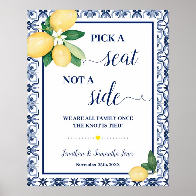 Poster Escolha o Assento não o Lado Cerimônia de Casament (Frente)