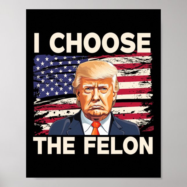 Poster Escolha O Felon Funny Pro Trump 2024 American Fla (Frente)