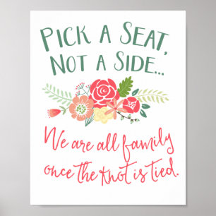 Poster Escolha Seat, não um sinal floral lateral do