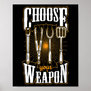 Poster Escolha sua arma Grelha utensílios engraçados de C