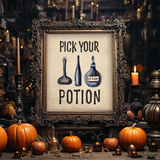 Poster Escolha Sua Poção | Placa de Festa de Halloween (Criador carregado)