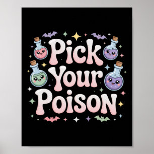 Poster Escolha Suas Garrafas de Poção Venenosa Halloween