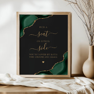 Poster Escolha um Assento Esmeralda Verde Ágata Dourado C